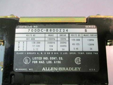 Allen Bradley Control Relay 700DC-R800Z24 Series B