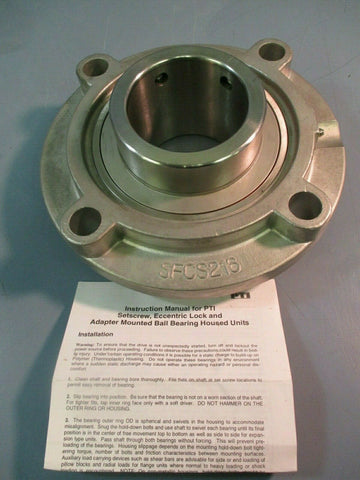 PTI 4-bolt Ball Bearing Flange Block With Eccentric Lock SS 2-15/16 SUC-SFX216