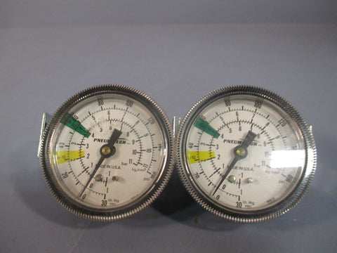 LOT OF 2 PNEUMATECH VACUMM GAUGE 30 IN HG, 0 TO 160 PSIG 9046-01