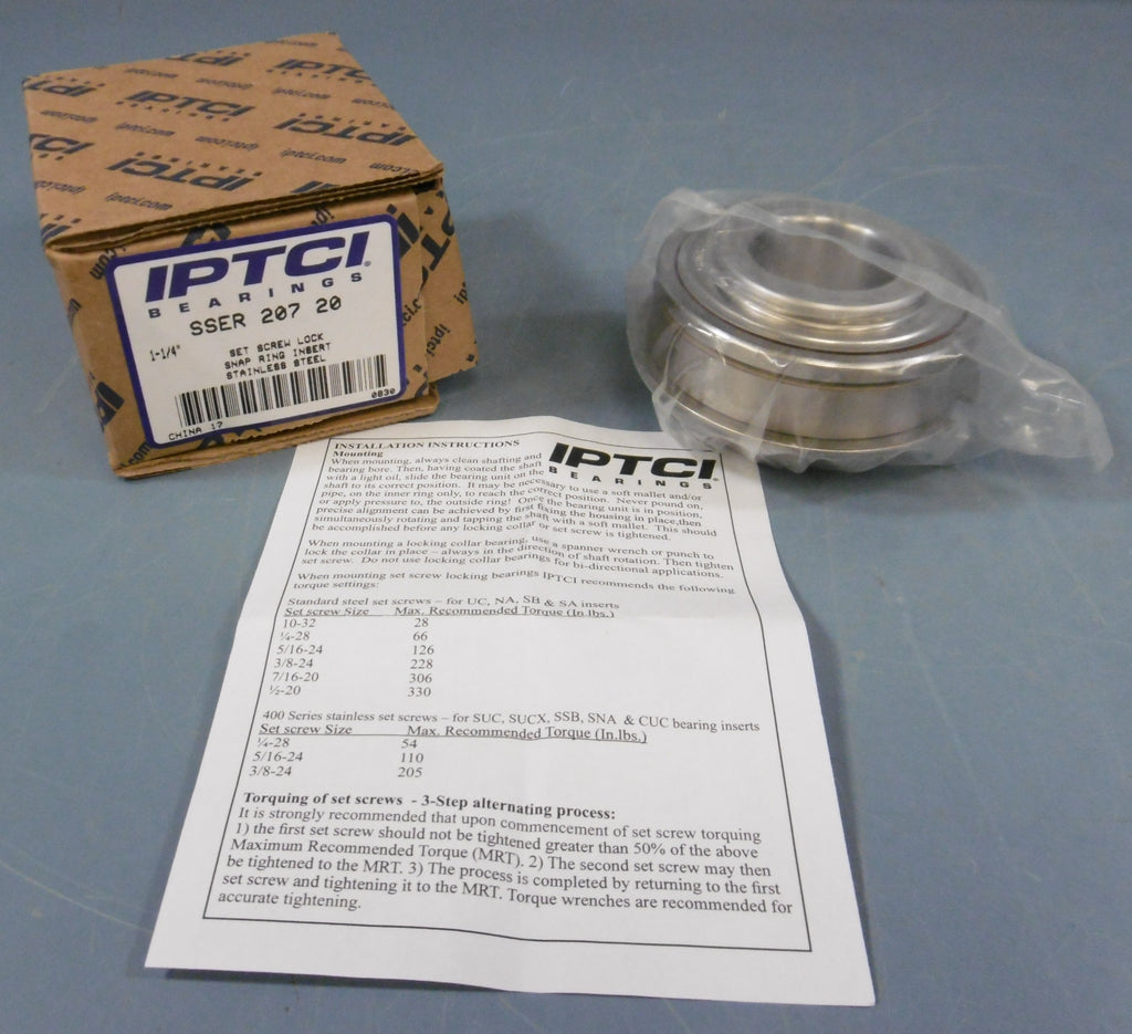 NEW IPTCI Stainless Steel Insert Bearing SSER 207 20 eTech Surplus